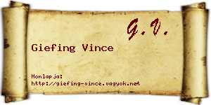 Giefing Vince névjegykártya